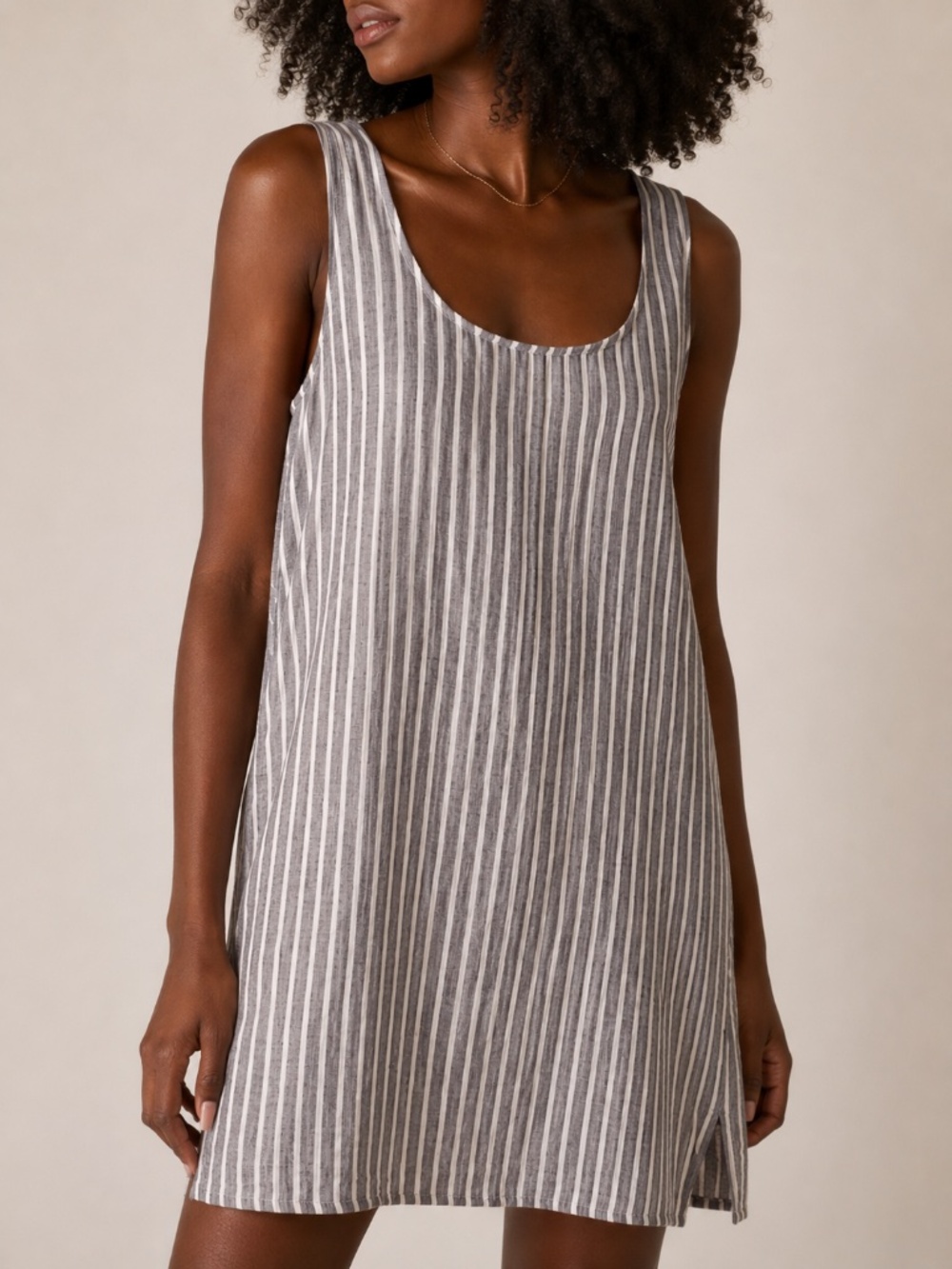 By Anthropologie Square Neck Gauze Mini Dress Striped Printed Sleeveless, Size M